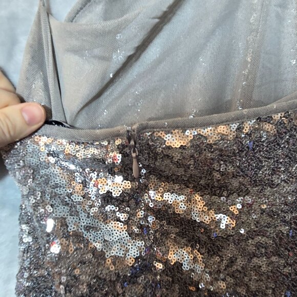 Mango Halterneck Sequin Midi Dress Silver Keyhole Cocktail Event Prom NWT - Picture 10 of 16